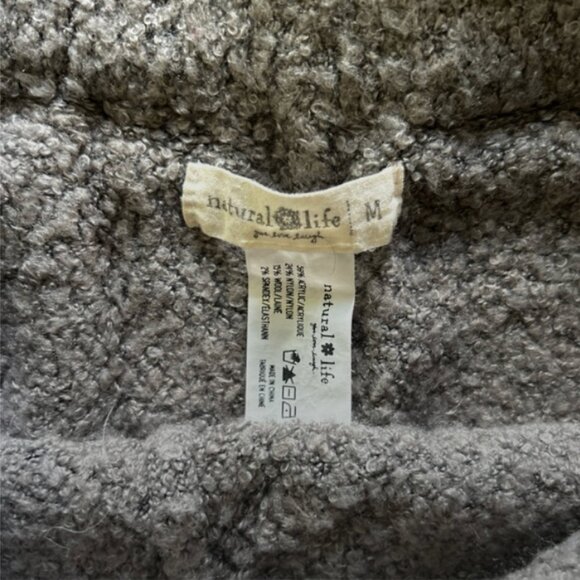 Natural Life Cozy Knit Boucle Gray Pull On sweatpants soft Wide Pants PJ Lounge - Picture 3 of 5
